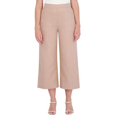 Женские укороченные брюки BCBGMAXAZRIA из льняной смеси в тонкую полоску с широкими штанинами BHFO 8095