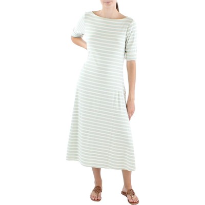 Женское платье-рубашка до середины икры в зеленую полоску Lauren Ralph Lauren L BHFO 0731