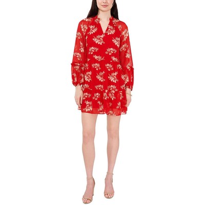 

Женское красное мини-полуформальное платье Babydoll MSK с рюшами  BHFO 6417, Red multi