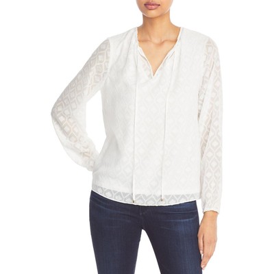 Футболка женская белая текстурированная блузка с длинным рукавом Top Shirt S BHFO 8418