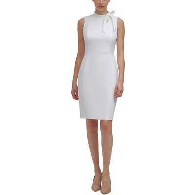 Женское платье-футляр Calvin Klein с белым бантом длиной до колен, Petites 10P BHFO 3695