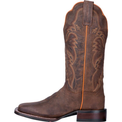 Pre-owned Dan Post Womens Alexy Square Toe Leather Boot Dp4572 In Brown