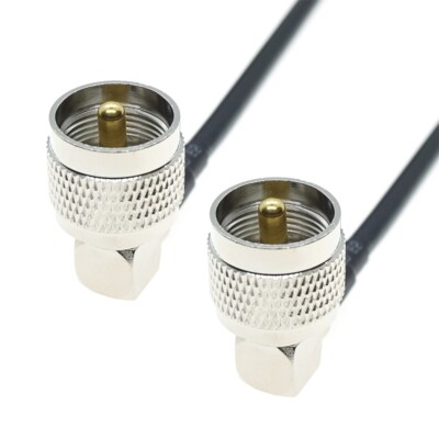 UHF male PL259 Right Angle to male PL259 90° connector lot RF Coax Cable RG58