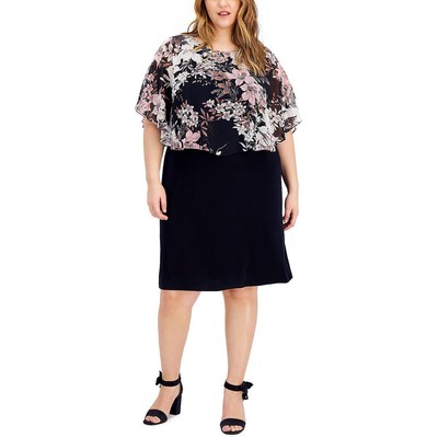 

Женское темно-синее платье-футляр с принтом Connected Apparel Plus  BHFO 3365, Navy/mauve