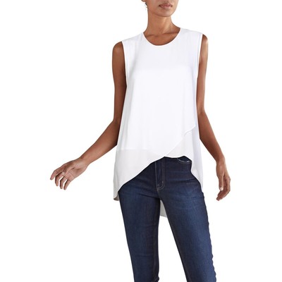 

BCBGMAXAZRIA Женская белая блузка без рукавов с круглым вырезом Robin White Top  BHFO 4496, Белый