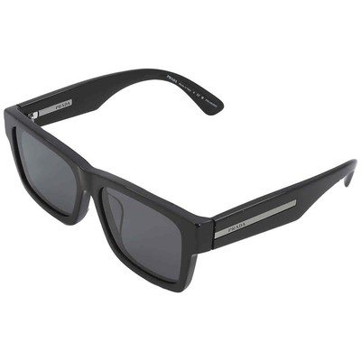 Pre-owned Prada Polarized Black Rectangular Men's Sunglasses Pr 25zsf 1ab08g 56