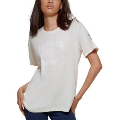 Спортивные женские футболки и топы Tommy Hilfiger для фитнеса цвета слоновой кости Athletic M BHFO 5720