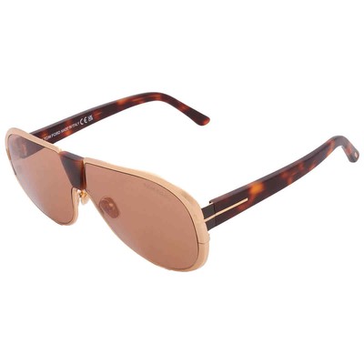 Pre-owned Tom Ford Vincenzo Brown Pilot Men's Sunglasses Ft1072 30e 64 Ft1072 30e 64