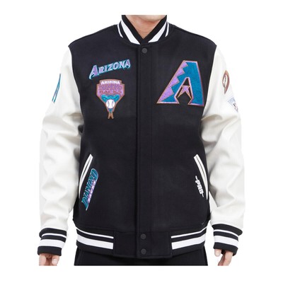 Pre-owned Pro Standard Arizona Diamondbacks Mlb Varsity Jacket Retro Classic Wool Men In Black/white