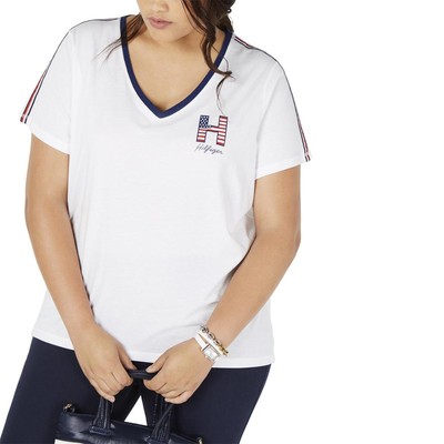 

Женская белая футболка для бега для фитнеса Tommy Hilfiger Sport Top Plus  BHFO 8394, Белый