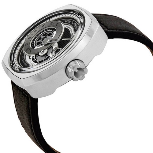 Pre-owned Sevenfriday Men's Watch Q Series Power Reserve Black And Silver Tone Dial Q1-03