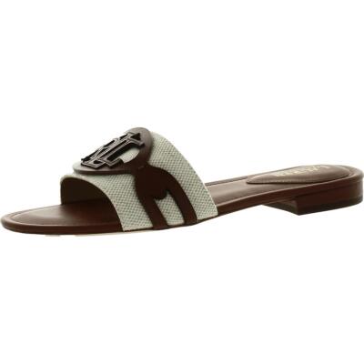 

Lauren Ralph Lauren Womens ALEGRA Logo Canvas Slide Sandals Shoes BHFO 7074, ALEGRA