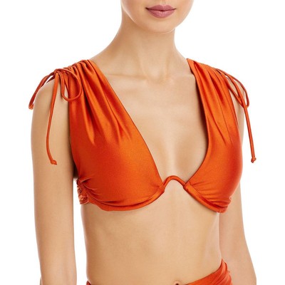 

Andrea Iyamah Женский купальник-бикини Menasa Orange Shimmer с глубоким вырезом  BHFO 0973, Оранжевый
