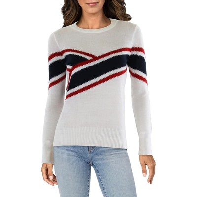 Madeleine Thompson Womens White Crewneck Shirt Pullover Sweater Top L BHFO 9486