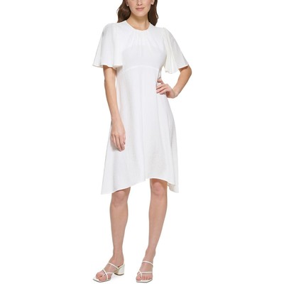 

Белое текстурированное плиссированное платье трапециевидной формы Calvin Klein Womens  BHFO 1589, Cream
