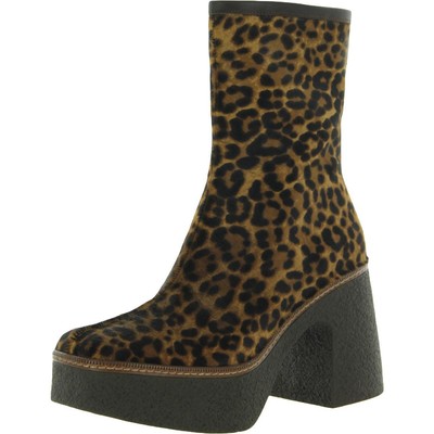 

DKNY Женские сапоги из телячьей шерсти с леопардовым принтом на платформе до середины икры Обувь BHFO 0783, Toffee