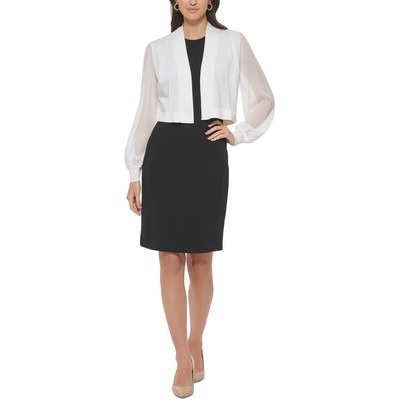 Calvin Klein Womens White Chiffon Sleeves Open Front Shrug Sweater XL BHFO 2743