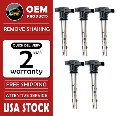 Pack of 5 Ignition Coils for VW Jetta Beetle Passat Golf L5 2.5L Audi UF575