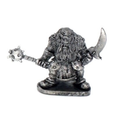 Dwarf Berserker With Mace And Sword 28mm Metal Unpainted
