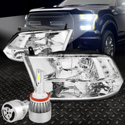 ХРОМИРОВАННАЯ ЧЕТЫРЕХЪЯДЕРНАЯ ФАРА + ПРОЗРАЧНЫЙ УГОЛ + БЕЛЫЙ СВЕТОДИОД H8 HID с ВЕНТИЛЯТОРОМ ДЛЯ 09-17 RAM DS DJ D2