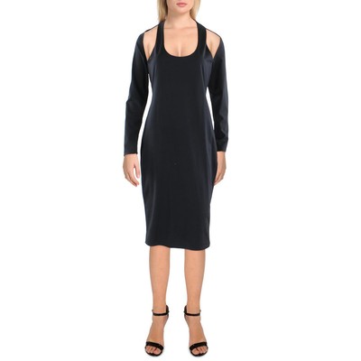 

Женское черное облегающее платье миди с вырезом Bebe  BHFO 8546, Черный
