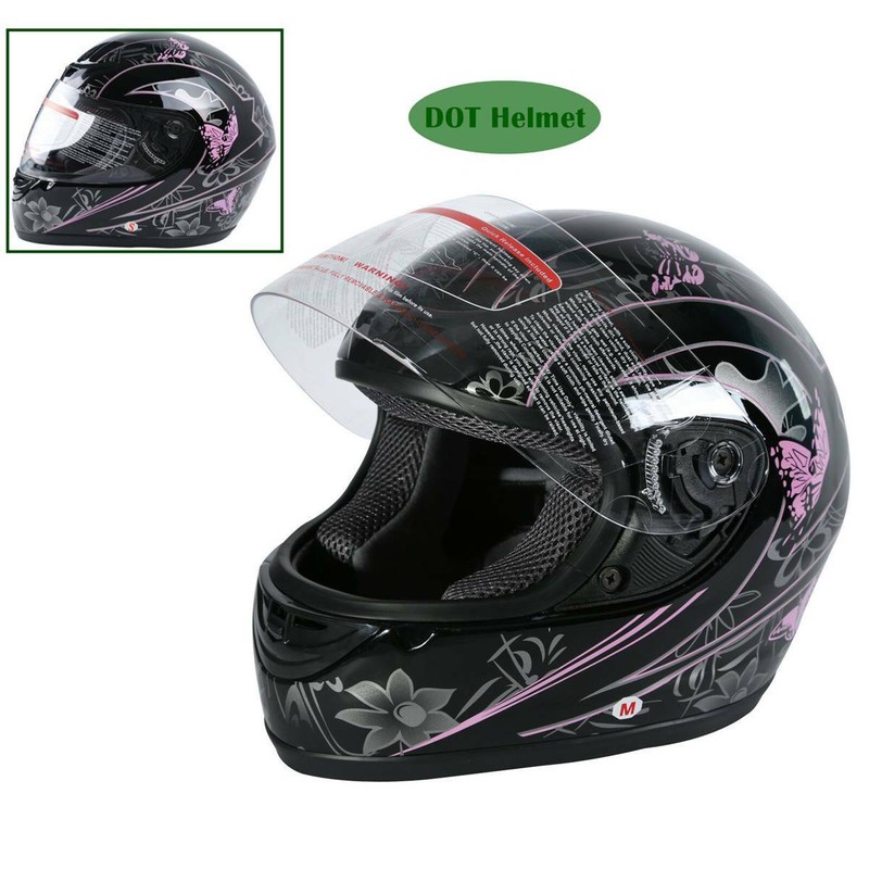 DOT Adult Women Pink Butterfly Full Face Motorbike Sport Race Helmet S M L XL