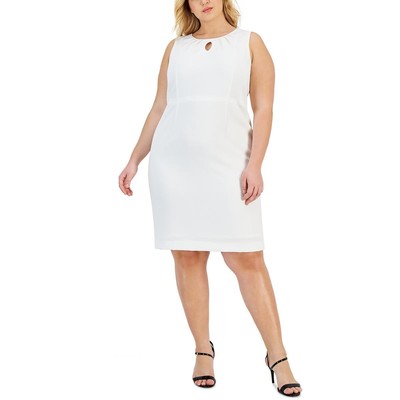 Женское белое деловое короткое платье-футляр с замочной скважиной Kasper Womens Plus 18W BHFO 7658