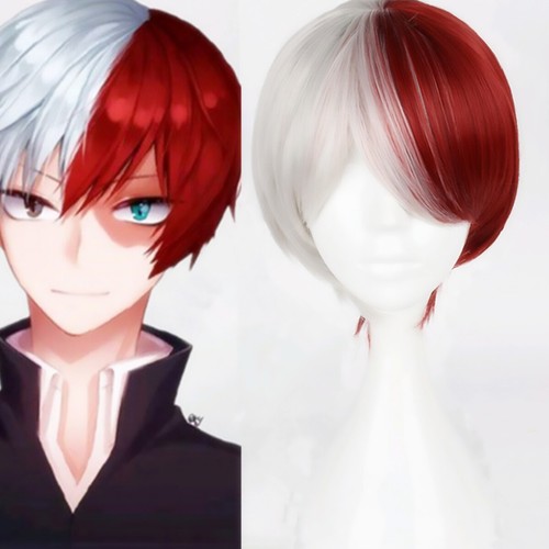 My Hero Academia Todoroki Shoto Cosplay Wig Half White Red Short