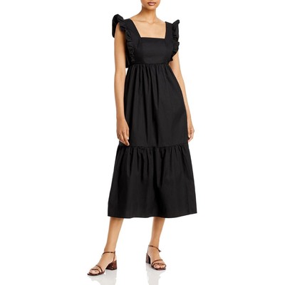 Длинный сарафан на бретелях из хлопка Aqua Womens Passion черного цвета L BHFO 9919