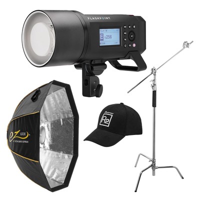 Flashpoint XPLOR 600PRO R2 TTL Battery-Powered Monolight Kit w/Softbox  C-Stand