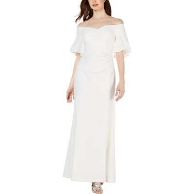 

Женское вечернее платье цвета слоновой кости с открытыми плечами Calvin Klein  BHFO 3560, Cream