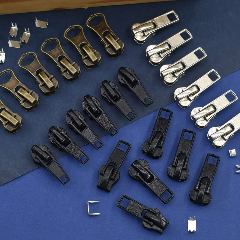 24 Pcs #5#7 Zipper Sliders Replacement Zipper Pull Repair Kit Includes top and B