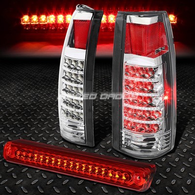 FULL LED CHROME CLEAR TAIL+RED 3RD BRAKE+CARGO+REVERSE LIGHT FOR 88-00 GMC C/K