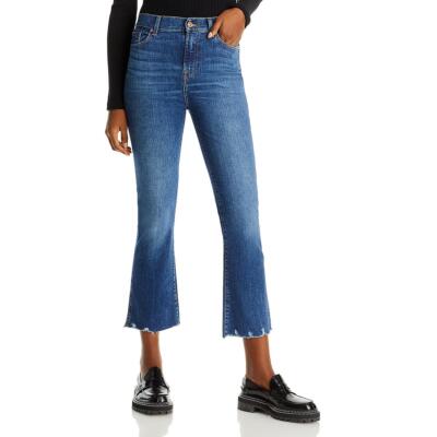 7 For All Mankind Женские укороченные джинсы из денима с потертым низом и высокой талией BHFO 7878