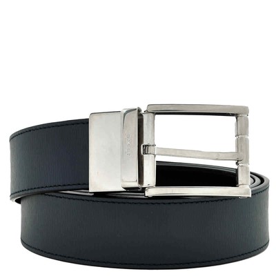 Pre-owned Bally Astory Reversible And Adjustable Leather Belt, Size 110 In Blue