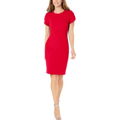 

Женское деловое платье-футляр красного цвета с рукавами-тюльпанами Calvin Klein  BHFO 6051, Красный