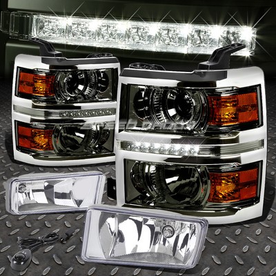 ДЫМЧАТО-ЯНТАРНАЯ СВЕТОДИОДНАЯ ФАРА ПРОЕКТОРА DRL HALO + ПРОЗРАЧНАЯ ПРОТИВОТУМАННАЯ ФАРА ДЛЯ 14-15 SILVERADO