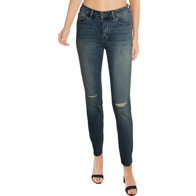 DSTLD Womens Blue Distressed High Rise Raw Hem Skinny Jeans 27 BHFO 9075
