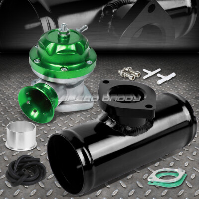 РЕГУЛИРУЕМЫЙ ТУРБО-ПРОДУВОЧНЫЙ КЛАПАН НА 30 ФУНТОВ НА КВАДРАТНЫЙ ДЮЙМ + ПЕРЕХОДНИК ДЛЯ ФЛАНЦЕВЫХ ТРУБ ТИПА RS 2.5 ЗЕЛЕНОГО ЦВЕТА
