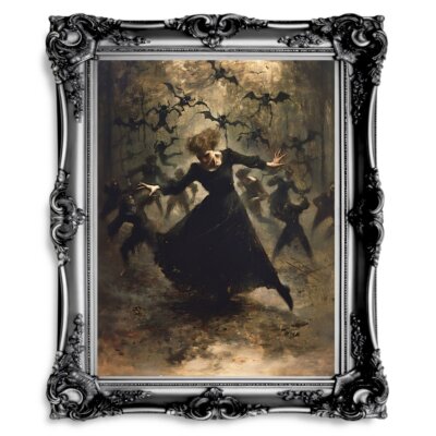 All Hell breaks loose - Dancing Witch Casting Spell - Dark, Gothic Wall Art Prin