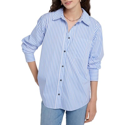 7 For All Mankind Женский черный хлопковый топ в полоску на пуговицах из смесовой ткани XS BHFO 6952
