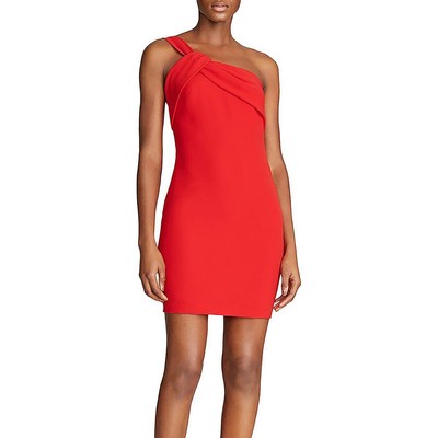Halston Womens Regina Red Ruched Mini Cocktail and Party Dress 12 BHFO 0720