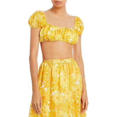 

Женский укороченный топ с квадратным вырезом и пышными рукавами Faithfull the Brand BHFO 3555, Canaria floral - marigold