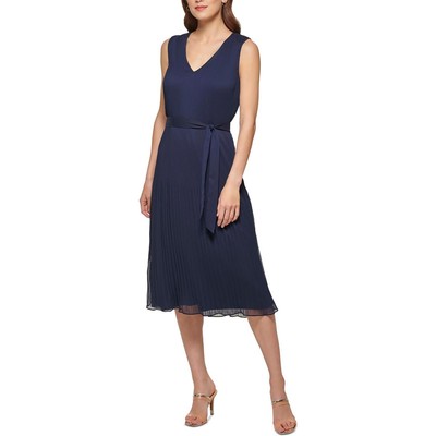 Женское темно-синее плиссированное миди-платье из полиэстера DKNY 2 BHFO 5212