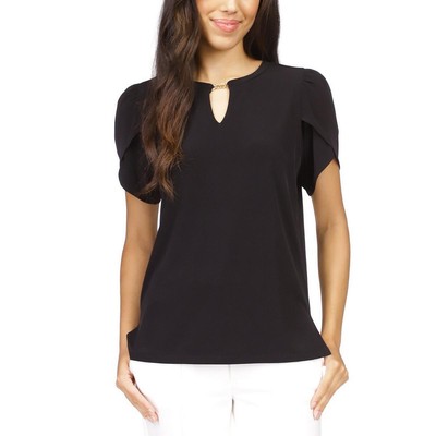 MICHAEL Michael Kors Женский черный пуловер с замочной скважиной и верхняя рубашка Petites P BHFO 6113