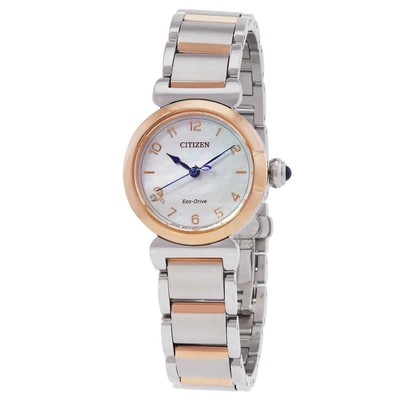Pre-owned Citizen L Mae White Mop Dial Ladies Watch Em1136-87d