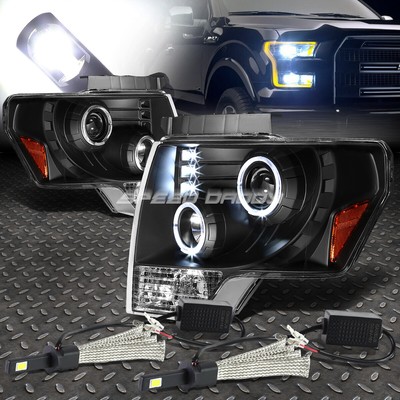 ЧЕРНАЯ ЯНТАРНАЯ ФАРА-ПРОЕКТОР HALO + БЕЛАЯ СВЕТОДИОДНАЯ СИСТЕМА 6000K ДЛЯ FORD F150 09-14