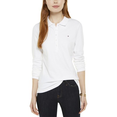 

Tommy Hilfiger Женская белая повседневная футболка-поло на пуговицах  BHFO 3886, Белый