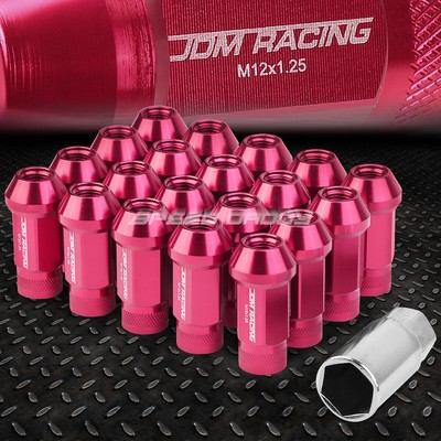 НАБОР ГАЕК JDM ИЗ РОЗОВОГО АЛЮМИНИЯ ОТКРЫТОГО ТИПА С 20 НАКОНЕЧНИКАМИ + АДАПТЕР M12X1.25 ДИАМЕТРОМ 25 ММ / ВЫСОТОЙ 50 ММ
