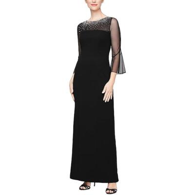 Alex Evenings Womens Black Full Length Evening Dress Gown 12 BHFO 9802